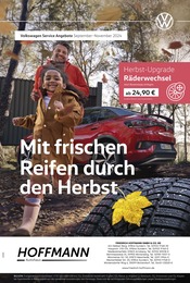 Aktueller Volkswagen Werkstatt & Auto Prospekt in Sundern und Umgebung, "Mit frischen Reifen durch den Herbst" mit 1 Seite, 01.09.2024 - 30.11.2024