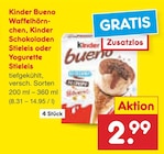 Bueno Waffelhörnchen, Schokoladen Stieleis oder Stieleis im Angebot bei Netto Marken-Discount in Potsdam Bueno Waffelhörnchen, Schokoladen Stieleis oder Stieleis Angebote von Kinder oder Yogurette bei Netto Marken-Discount Potsdam für 2,99 €