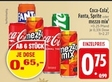 Aktuelles Coca-Cola, Fanta, Sprite oder mezzo mix Angebot bei EDEKA in Germering ab 0,65 €