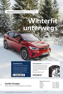 Aktueller Volkswagen Prospekt "Auf ins Wintervergnügen" Seite 1 von 1 Seite für Aachen