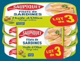 FILETS DE SARDINES SANS ARÊTES À L'HUILE D'OLIVE VIERGE EXTRA - SAUPIQUET - Intermarché à Saint-Denis FILETS DE SARDINES SANS ARÊTES À L'HUILE D'OLIVE VIERGE EXTRA - SAUPIQUET en promo chez Intermarché Saint-Denis à 1,72 €