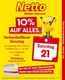 Netto Marken-Discount Prospekt für Ortenburg: "10% auf alles", 2 Seiten, 21.04.2024 - 21.04.2024