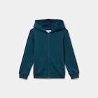 Sweat zippé à capuche en molleton bleu canard garçon en promo chez La Halle Sweat zippé à capuche en molleton bleu canard garçon dans le catalogue La Halle