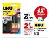 Colle Super Gel Power Glue 3G X2 - UHU en promo chez Super U Colle Super Gel Power Glue 3G X2 - UHU dans le catalogue Super U