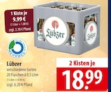 Lübzer bei famila Nordost im Bergen Prospekt für 18,99 €