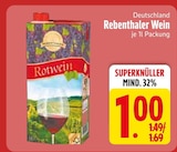 Rotwein im EDEKA Prospekt Rotwein von Rebenthaler im aktuellen EDEKA Prospekt für 1,00 €