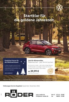 Volkswagen Hünxe Prospekt der aktuellen Woche, gültig von 01.09.2026 bis 31.12.2026 Aktueller Volkswagen Hünxe Prospekt "Herbst im Kopf. Sicherheit im Auto." mit 1 Seite