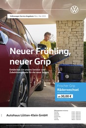 Aktueller Volkswagen Werkstatt & Auto Prospekt in Elmenhorst/Lichtenhagen und Umgebung, "Neuer Frühling, neuer Grip" mit 1 Seite, 01.03.2025 - 31.05.2025