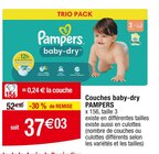 Couches baby-dry - PAMPERS en promo chez Cora Thonon-les-Bains à 37,03 €