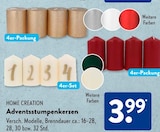 Adventsstumpenkerzen von HOME CREATION für 3,99 € bei ALDI SÜD im Angebot Adventsstumpenkerzen von HOME CREATION im aktuellen ALDI SÜD Prospekt
