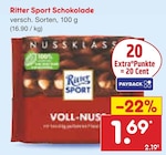 Schokolade im Angebot bei Netto Marken-Discount in Magdeburg Schokolade Angebote von Ritter Sport bei Netto Marken-Discount Magdeburg für 1,69 €