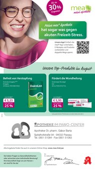 Aktueller mea - meine apotheke Prospekt "Unsere August-Angebote" Seite 1 von 4 Seiten für Passau