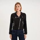 Promo Veste biker en suédine ajustée noir femme à 39,99 € dans le catalogue La Halle à Nice
