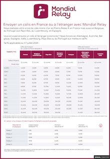 Prospectus Mondial Relay à Roquefort-les-Pins, "Envoyer un colis en France ou à l'étranger avec Mondial Relay", 1 page de promos valables du 01/01/2025 au 31/12/2025