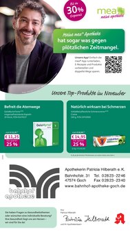 mea - meine apotheke Prospekt der Woche "Unsere November-Angebote" Seite 1, 01.11.2025 bis 30.11.2025 für Goch Aktueller mea - meine apotheke Prospekt "Unsere November-Angebote" Seite 1 von 4 Seiten für Goch