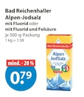 Alpen-Jodsalz mit Fluorid von Bad Reichenhaller für 0,79 € bei V-Markt im Angebot Alpen-Jodsalz mit Fluorid von Bad Reichenhaller im aktuellen V-Markt Prospekt