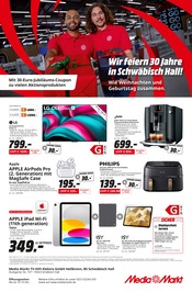 Fernseher im MediaMarkt Saturn Prospekt in Künzelsau Aktueller MediaMarkt Saturn Prospekt mit Fernseher, "Wir feiern 30 Jahre in Schwäbisch Hall!", Seite 1