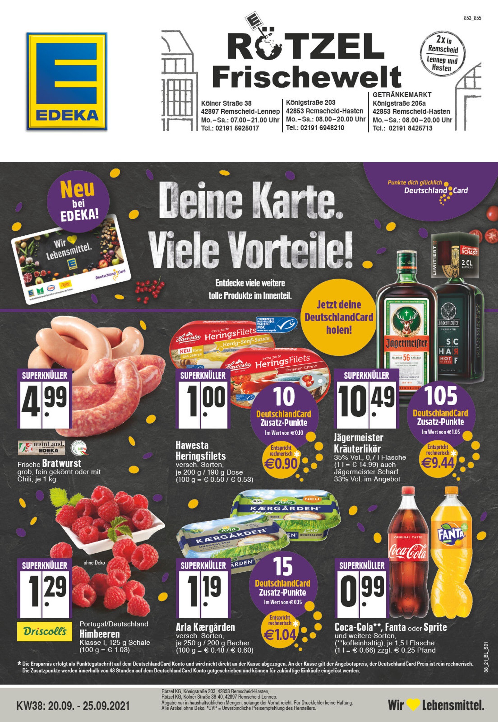 EDEKA Prospekt für Remscheid mit 32 Seiten EDEKA Prospekt für Remscheid: "Aktuelle Angebote", 32 Seiten, 20.09.2021 - 25.09.2021