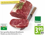 Aktuelle Rindfleisch Angebote bei E center in Reutlingen Aktuelles Zart gereiftes Bioland-Rindfleisch: Steaks aus dem Entrecôte Angebot bei E center in Reutlingen ab 3,99 €