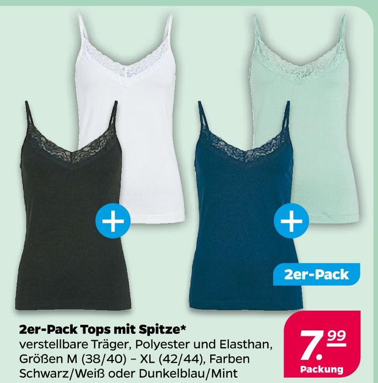 2er-Pack Tops mit Spitze