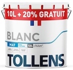 Peinture(d) Tollens murs et plafonds mat blanc 10 L + 20% gratuit - Tollens en promo chez Castorama Versailles à 57,90 €