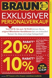 BRAUN Möbel-Center Prospekt "EXKLUSIVER PERSONALVERKAUF" für Titisee-Neustadt, 22 Seiten, 02.10.2024 - 29.10.2024