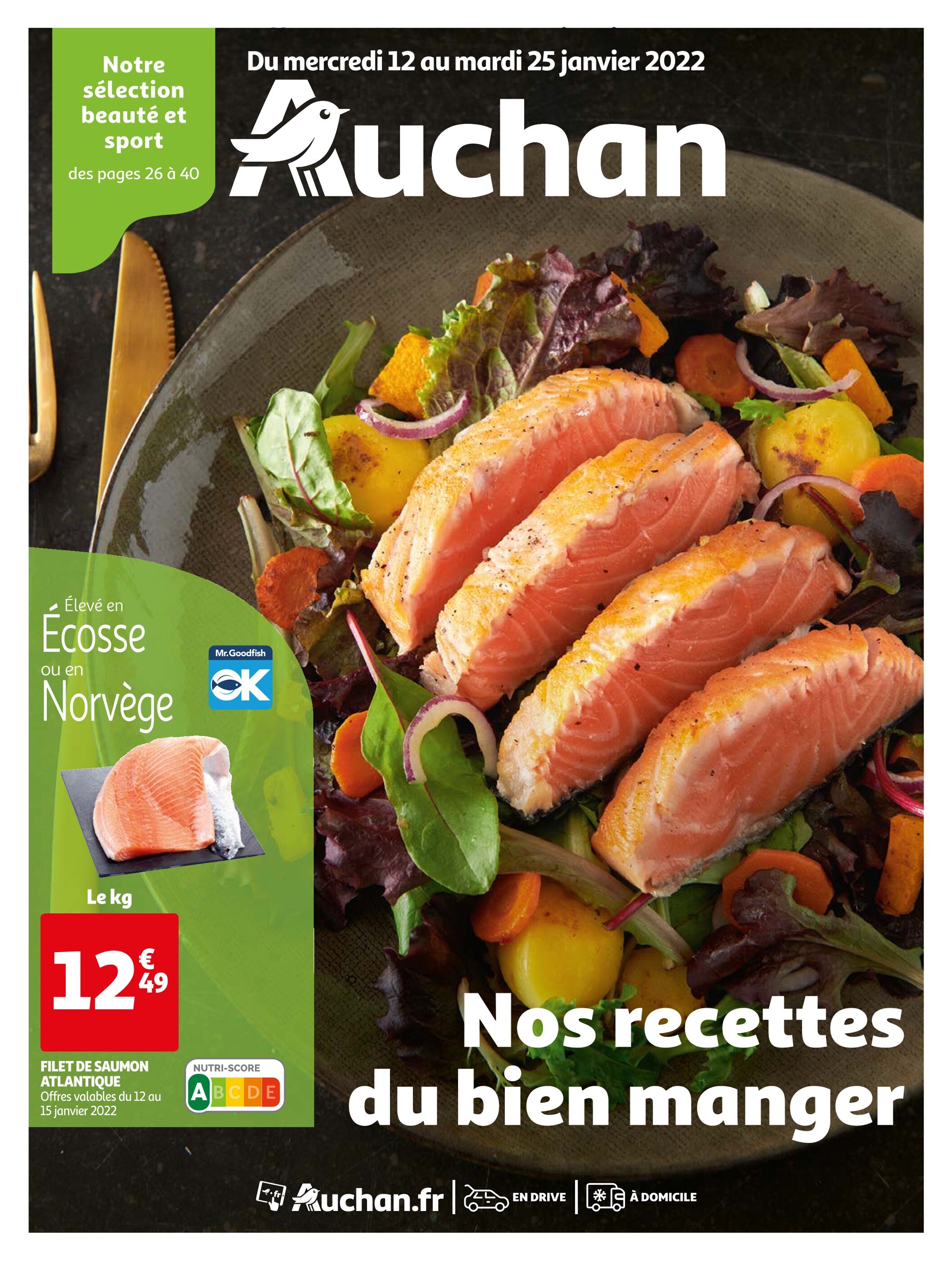 Catalogue Auchan à Linas, avec 40 pages Prospectus Auchan à Linas, "Nos recettes du bien manger", 40 pages, 12/01/2022 - 25/01/2022