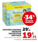 Couches Premium Protection Duo Pack - Pampers - Super U à Taverny Couches Premium Protection Duo Pack - Pampers en promo chez Super U Taverny à 19,73 €