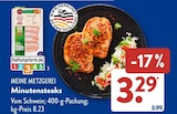 Minutensteaks im ALDI SÜD Prospekt Minutensteaks von Meine Metzgerei im aktuellen ALDI SÜD Prospekt für 3,29 €