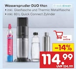 Wassersprudler DUO titan Angebote von SodaStream bei Netto Marken-Discount Duisburg für 114,99 €