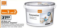 Wand- und Deckenfarbe „Easyweiss“ bei OBI in Essen Wand- und Deckenfarbe „Easyweiss“ im Angebot bei OBI Essen für 27,99 €