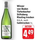 EDEKA Hirschberg - Tiefenbacher Stiftsberg Riesling trocken Angebot im Prospekt Tiefenbacher Stiftsberg Riesling trocken bei EDEKA im Hirschberg Prospekt für 4,49 €