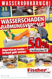 Polstermöbel Fischer Prospekt für Waldmünchen mit 2 Seiten Polstermöbel Fischer Prospekt für Waldmünchen: "WASSERSCHADEN RÄUMUNGSVERKAUF", 2 Seiten, 29.06.2025 - 06.07.2025