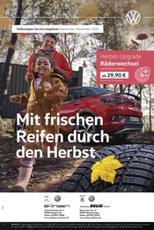 Aktueller Volkswagen Werkstatt & Auto Prospekt in Ehingen und Umgebung, "Mit frischen Reifen durch den Herbst" mit 1 Seite, 01.09.2024 - 30.11.2024