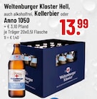 Weltenburger Kloster Hell, auch alkoholfrei, Kellerbier oder Anno 1050 von Weltenburger Kloster im aktuellen Trinkgut Prospekt für 13,99 €