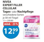 Gesichtscreme im V-Markt Prospekt Expert Filler Cellular Tages- oder Nachtpflege von Nivea im aktuellen V-Markt Prospekt für 12,99 €
