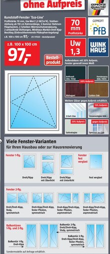 Kunststoff-Fenster 'Eco-Line' bei BAUHAUS in Gelsenkirchen Kunststoff-Fenster 'Eco-Line' im Angebot bei BAUHAUS Gelsenkirchen für 97,00 €