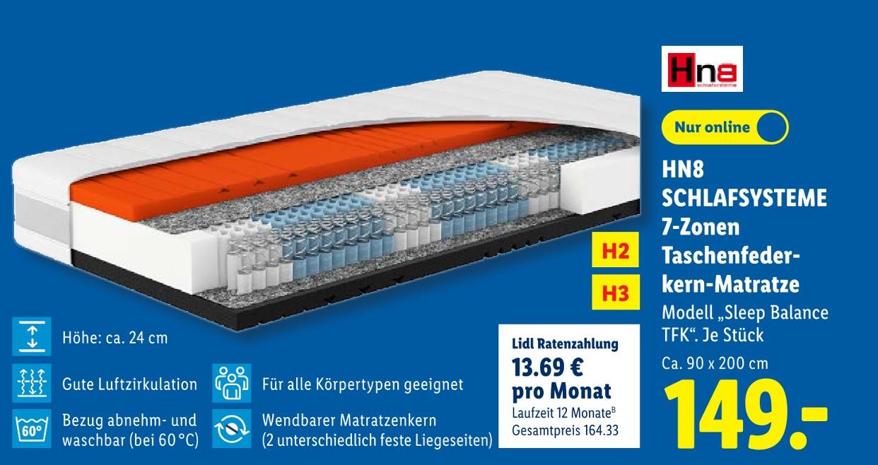Schlafsysteme 7-Zonen Taschenfederkern-Matratze
