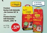 Aktuelles Premium Buchen Grill-Holzkohle „Der Sommer Hit" oder Premium Buchen Grill-Holzkohle-briketts „Gillis" Angebot bei V-Markt in München ab 5,99 €