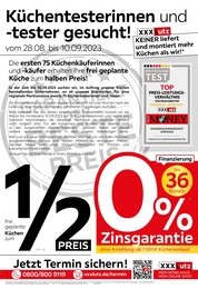 Aktueller XXXLutz Möbelhäuser Prospekt, "Küchentesterinnen und -tester gesucht!", mit Angeboten der Woche, gültig von 28.08.2023 bis 28.08.2023