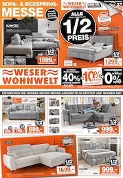 Weser Wohnwelt Prospekt für Steinheim mit 2 Seiten Weser Wohnwelt Prospekt für Steinheim: "SOFA- & BOXSPRINGMESSE", 2 Seiten, 05.10.2025 - 18.10.2025
