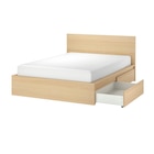 Aktuelles Bettgestell hoch mit 2 Schubkästen Eichenfurnier weiß lasiert/Lönset 160x200 cm Angebot bei IKEA in Braunschweig ab 407,00 €