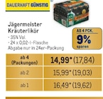 Kräuterlikör Angebote von Jägermeister bei Metro Filderstadt für 19,62 €