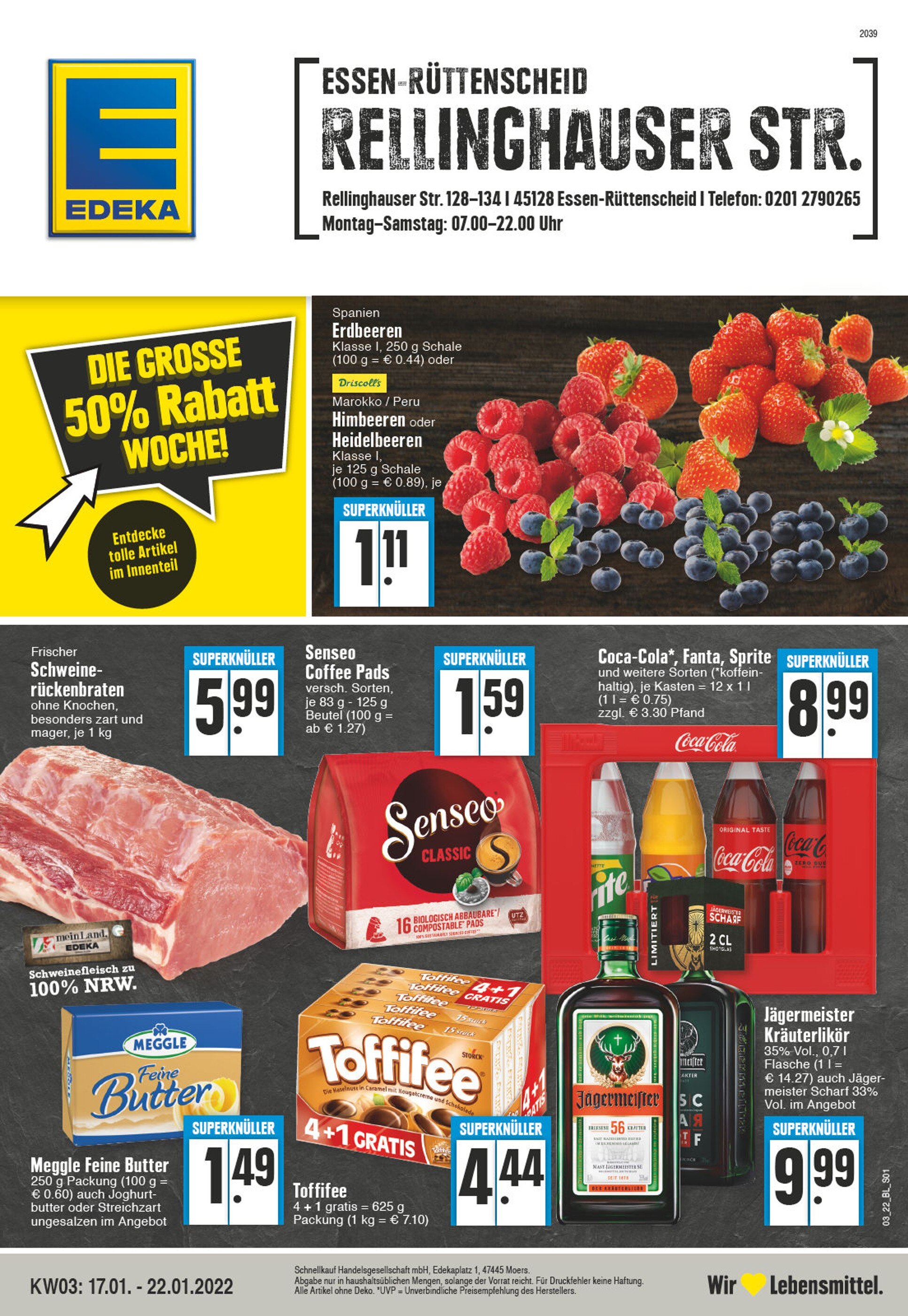 EDEKA Prospekt für Essen, Ruhr mit 24 Seiten EDEKA Prospekt für Essen, Ruhr: "Aktuelle Angebote", 24 Seiten, 17.01.2022 - 22.01.2022
