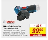 Akku-Winkelschleifer GWS 12V-76 Solo von Bosch für 99,99 € bei toom Baumarkt im Angebot Akku-Winkelschleifer GWS 12V-76 Solo von Bosch im aktuellen toom Baumarkt Prospekt
