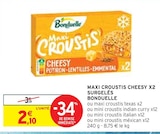 Maxi croustis cheesy x2 surgelés - Bonduelle - Intermarché à Villejuif Maxi croustis cheesy x2 surgelés - Bonduelle en promo chez Intermarché Villejuif à 2,10 €