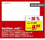 Wandfliese "weiß" bei toom Baumarkt im Lemgo Prospekt für 9,99 €