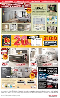 Bett im hofmeister Prospekt "20% MÖBELRABATT AUF ALLES!" mit 8 Seiten (Reutlingen)