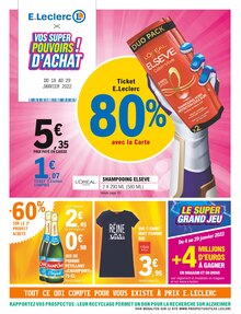 E.Leclerc Catalogue "Vos super pouvoirs d'achat !", 56 pages, Thiers-sur-Thève, 18/01/2022 - 29/01/2022 E.Leclerc Catalogue "Vos super pouvoirs d'achat !", 56 pages, Thiers-sur-Thève, 18/01/2022 - 29/01/2022