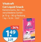 Cat Liquid Snack im V-Markt Prospekt Cat Liquid Snack von Vitakraft im aktuellen V-Markt Prospekt für 1,49 €
